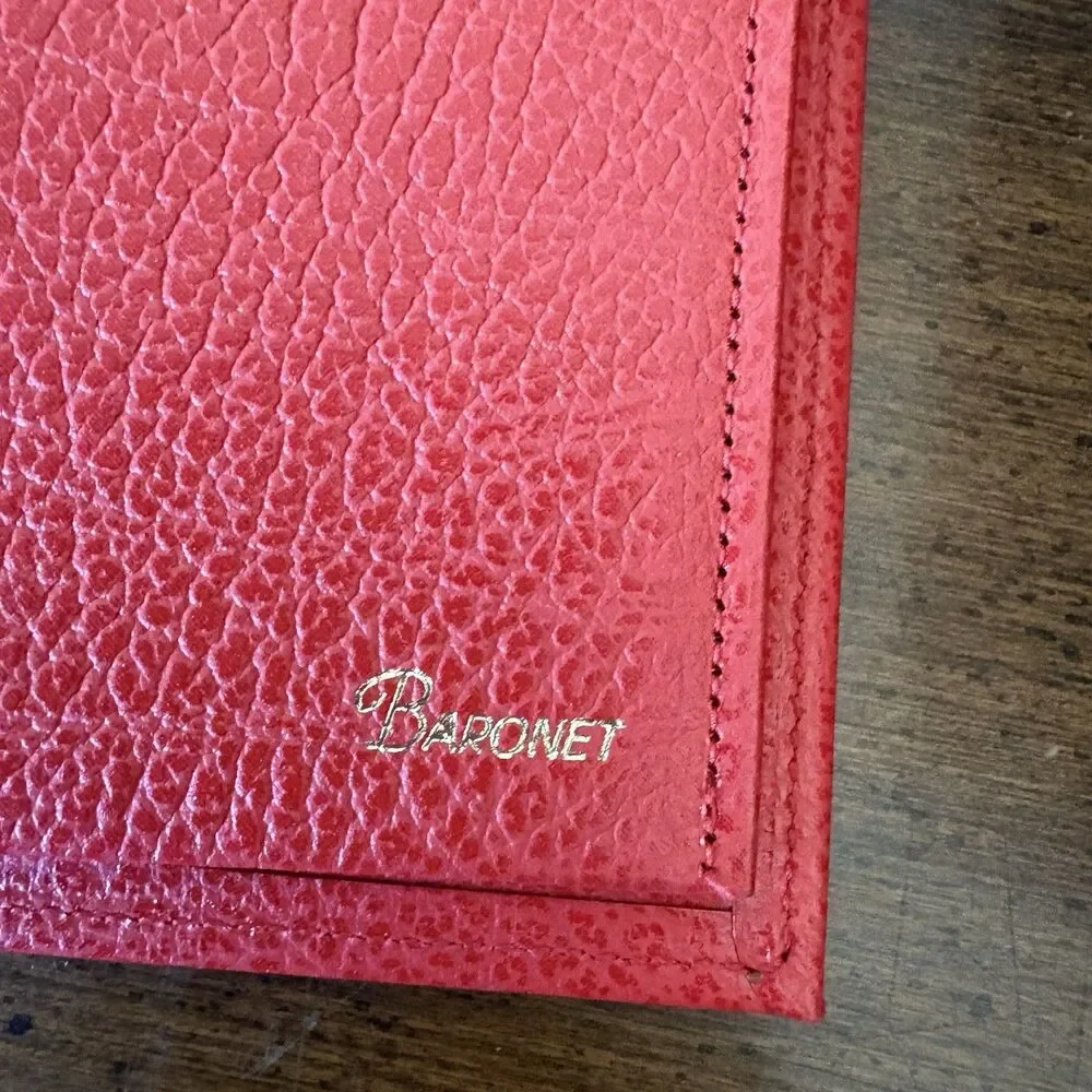 Baronet Fifth Avenue Vintage Red Cowhide Wallet Checkbook Cover Coin Purse